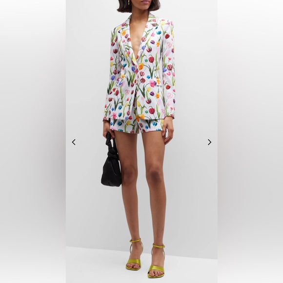 NWT $550 ALICE + OLIVIA Macy Floral Crepe Fitted Blazer, Color KISS MY TULIPS, - Picture 6 of 17